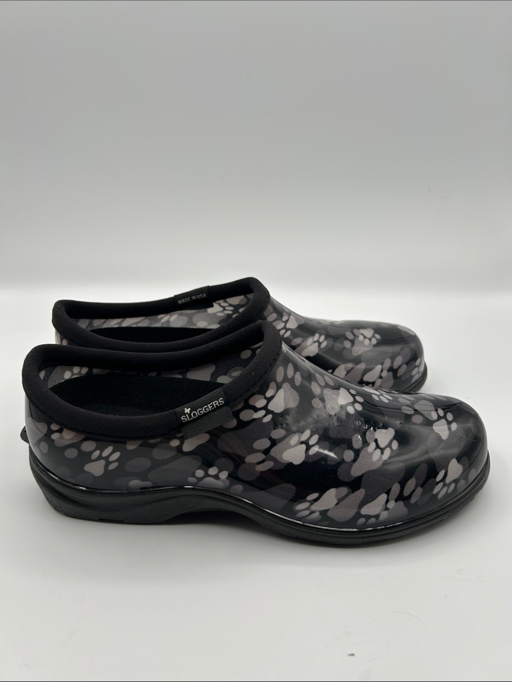 Sloggers Gray and Black Paw Print Sip On Garden Shoes - Picture 6 of 15